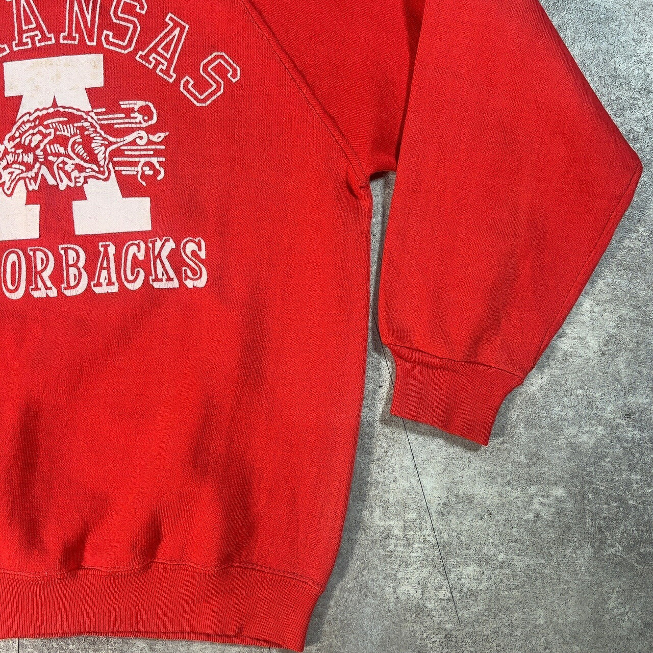 Vintage 70s Red ARKANSAS Raglan College Sweatshirt Size M