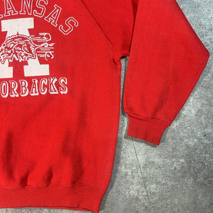 Vintage 70s Red ARKANSAS Raglan College Sweatshirt Size M