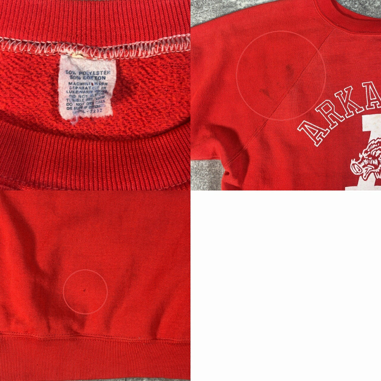 Vintage 70s Red ARKANSAS Raglan College Sweatshirt Size M