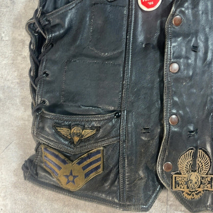 HARLEY DAVIDSON Vintage Biker Leather Vest Black Size M