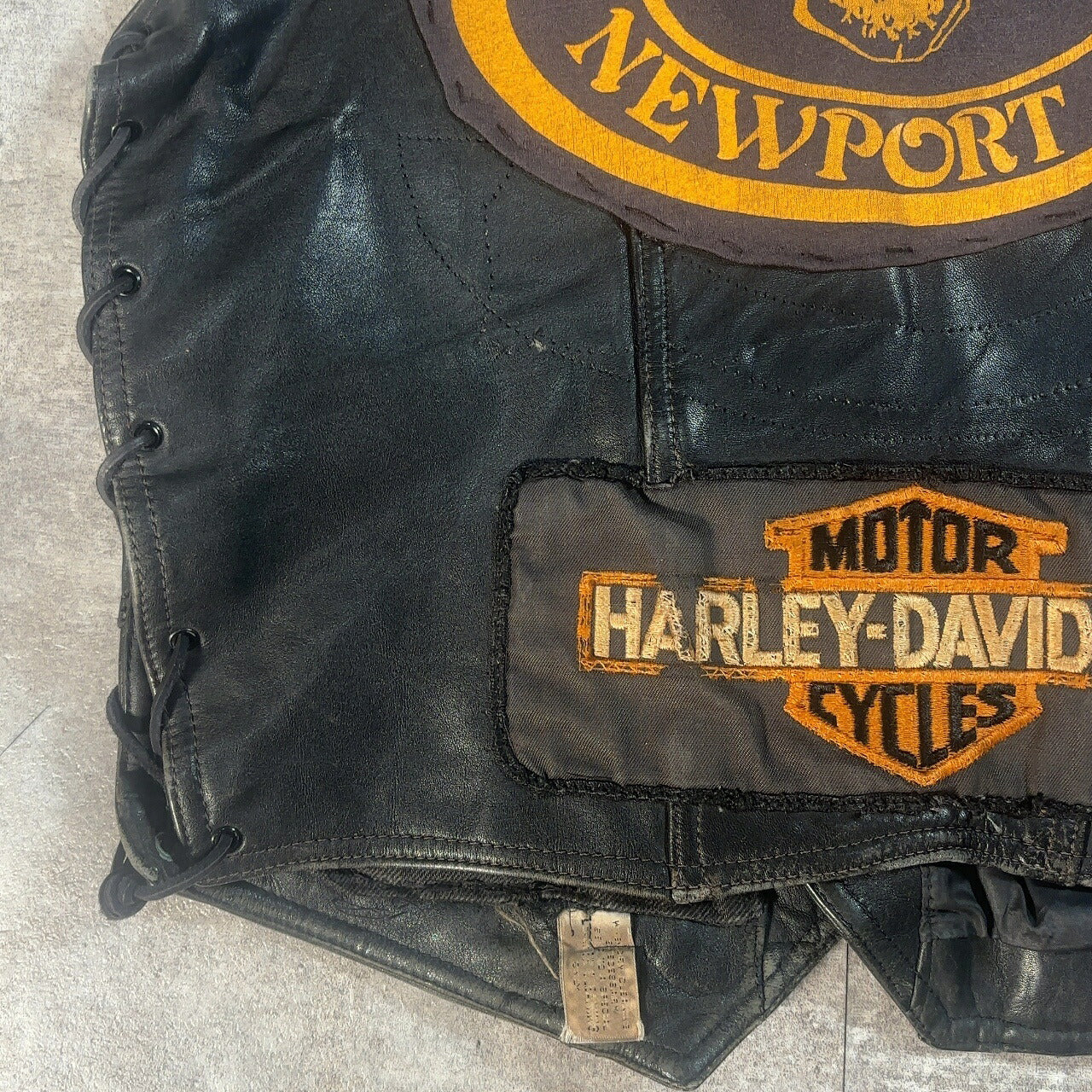 HARLEY DAVIDSON Vintage Biker Leather Vest Black Size M