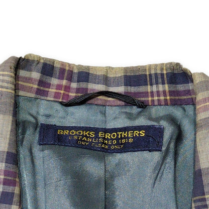 BROOKS BROTHERS 80s 2-Button Check Tailored Blazer Size 36R