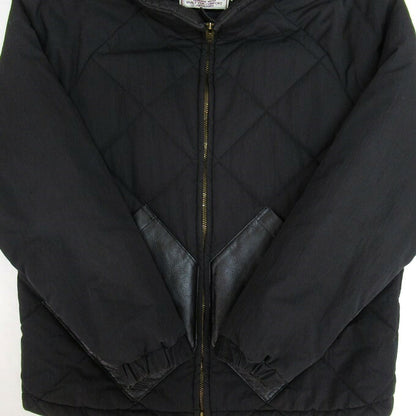 CALEE Diamond Stitch Leather Panel Padded Jacket Size L