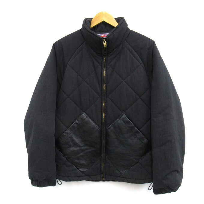 CALEE Diamond Stitch Leather Panel Padded Jacket Size L