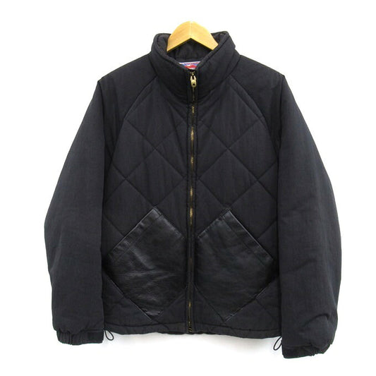 CALEE Diamond Stitch Leather Panel Padded Jacket Size L