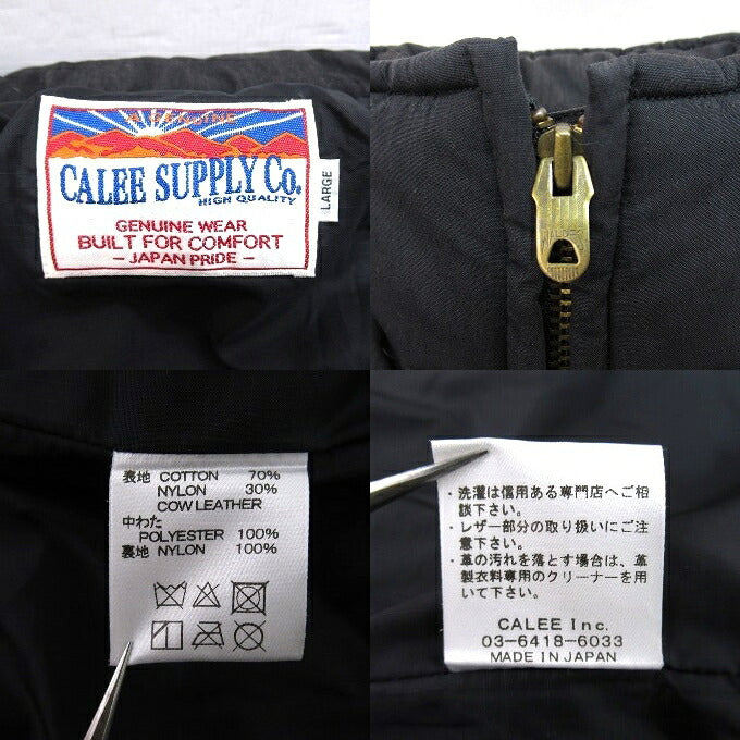 CALEE Diamond Stitch Leather Panel Padded Jacket Size L