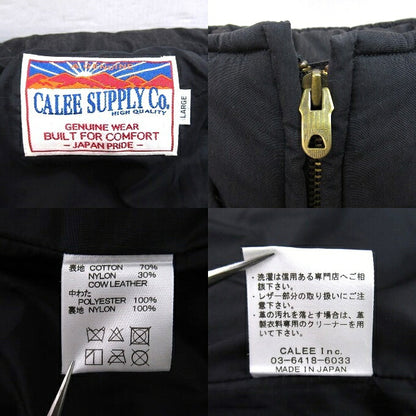 CALEE Diamond Stitch Leather Panel Padded Jacket Size L