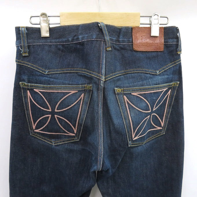 GANGSTERVILLE Iron Cross Embroidered Denim Jeans