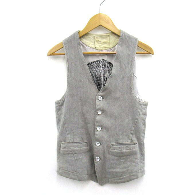 ISAMUKATAYAMA BACKLASH 15SS Linen Vest Gray Size M