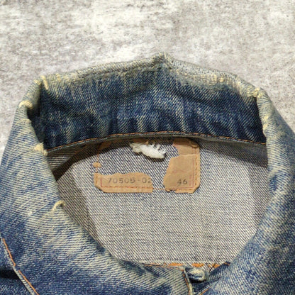 LEVI'S 60s 70505 BIG-E Back Print Denim Jacket Blue Size 46