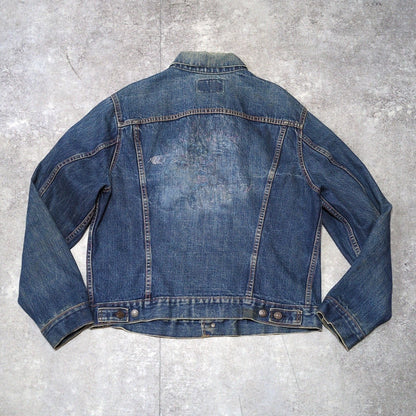 LEVI'S 60s 70505 BIG-E Back Print Denim Jacket Blue Size 46