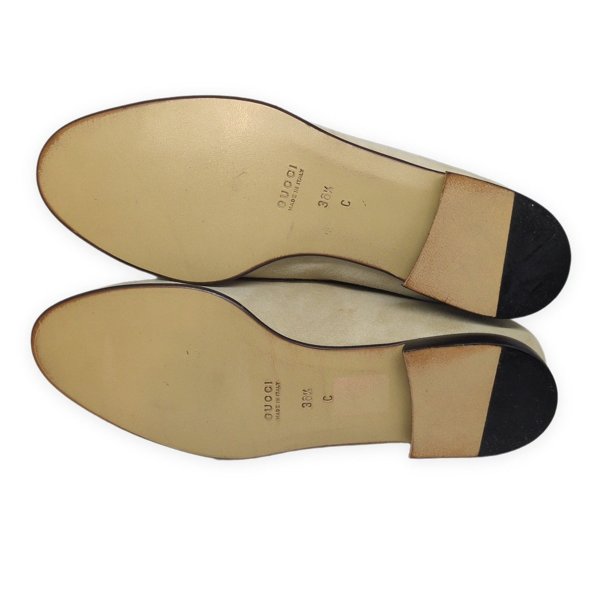 GUCCI Beige Suede Leather Logo Plate Loafers Size 36.5
