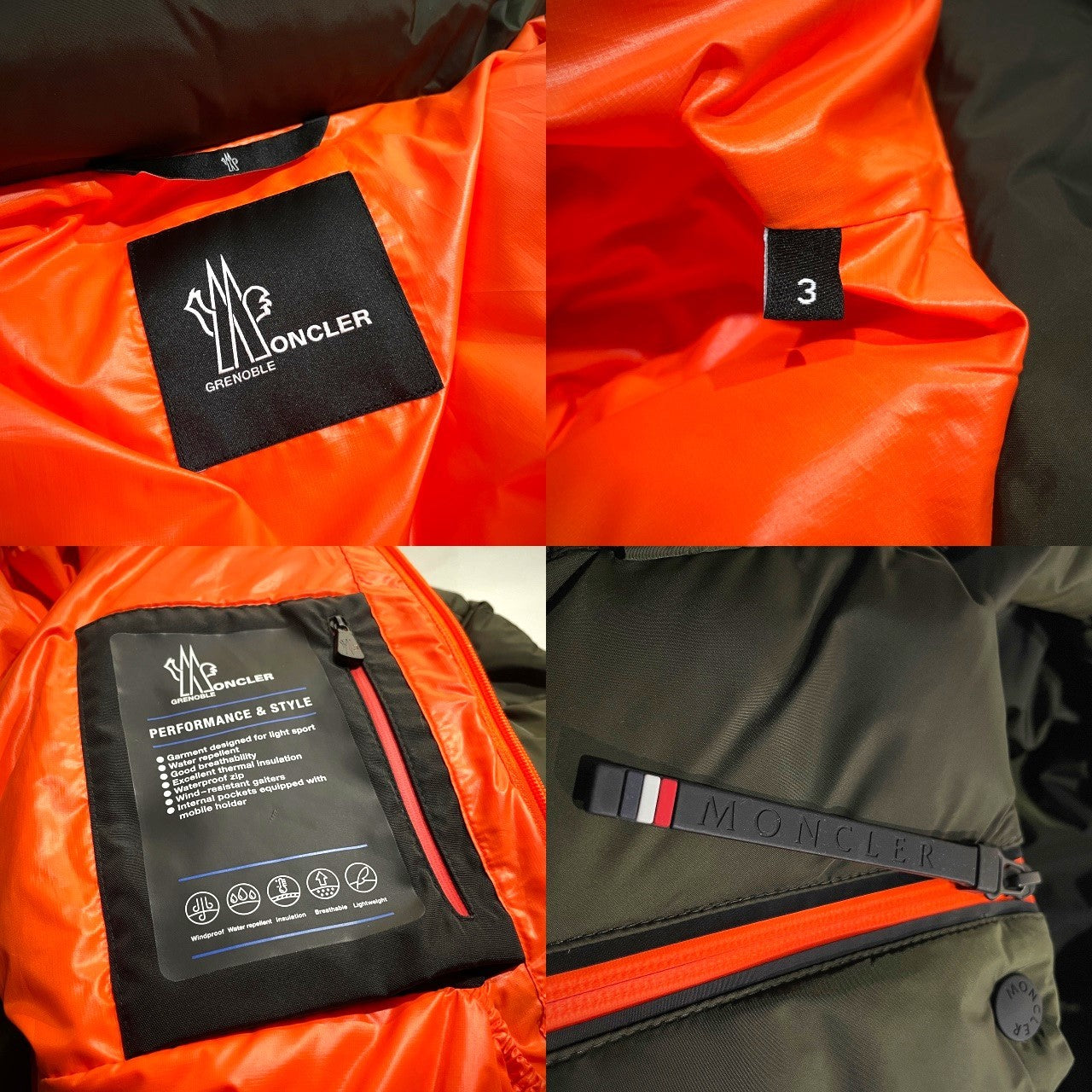 MONCLER 22AW ISORNO GIUBBOTTO Down Jacket Khaki Size 3