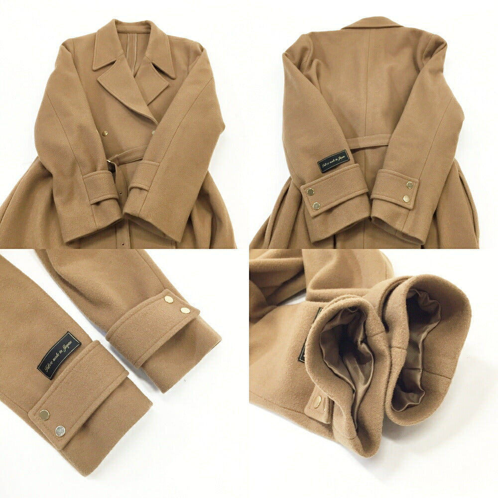 AMERI VINTAGE Belt Flare Long Coat Brown Size M