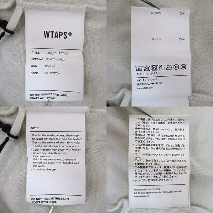 WTAPS 21AW Long Sleeve Cotton T-Shirt Off-White Size 04