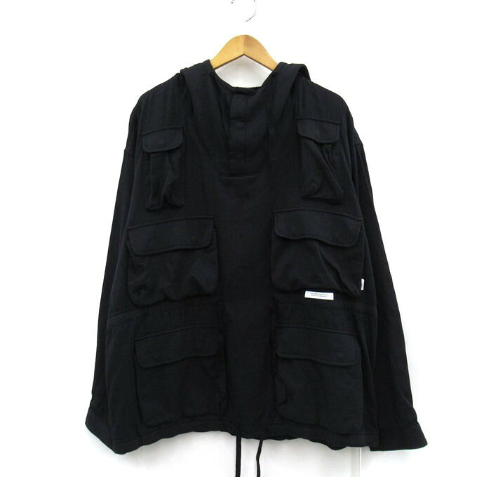 WTAPS 25AW CHAMBER Long Sleeve Twill Hoodie Black Size 04