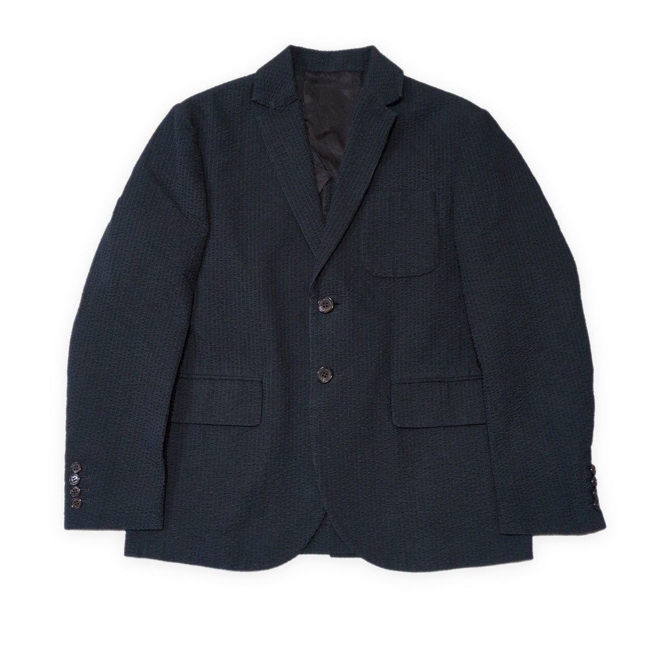 THE SHINZONE Seersucker Stripe Cotton Blazer Navy Size 40R
