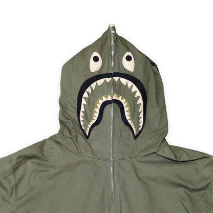 Bape Green Cotton Shark Full Zip Hoodie Size XXL