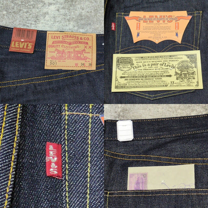 LEVI'S LVC 1966 501 Double Name Selvedge Jeans Blue Size W34
