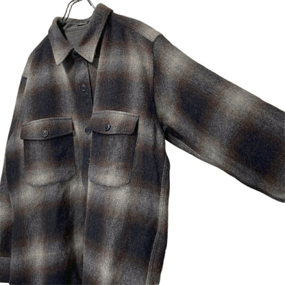 DENHAM Wool Blend Gradation Check CPO Jacket Brown Size L