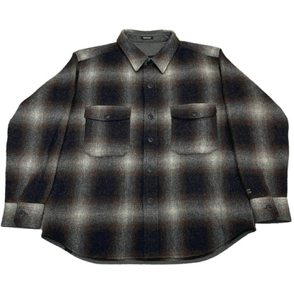 DENHAM Wool Blend Gradation Check CPO Jacket Brown Size L