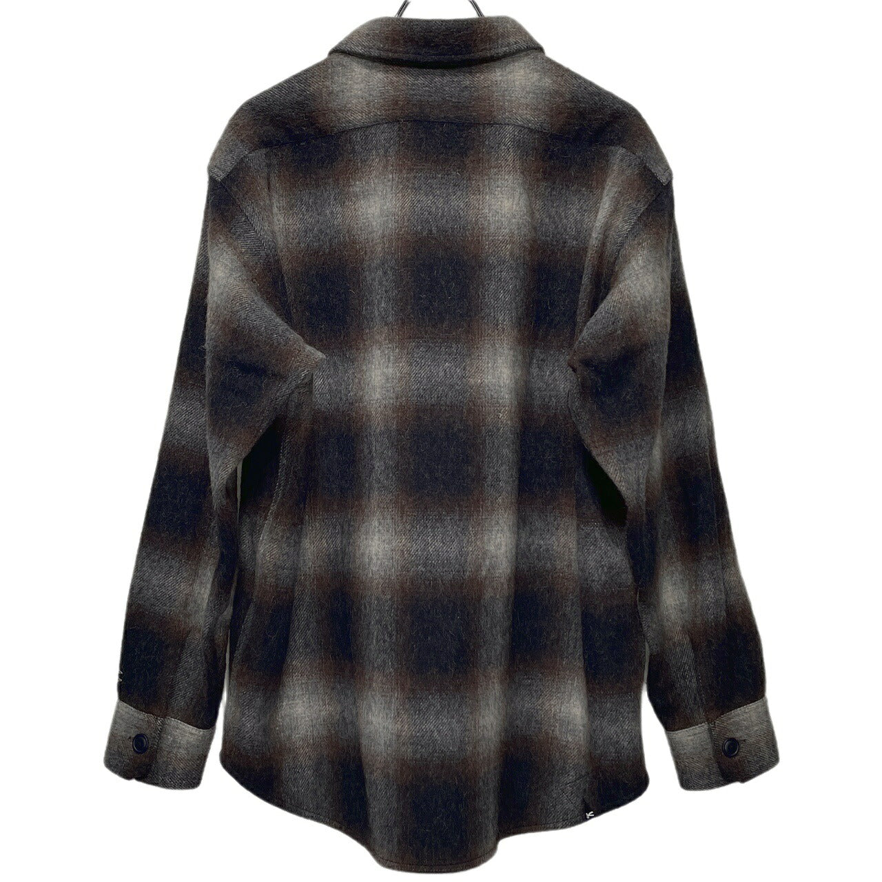 DENHAM Wool Blend Gradation Check CPO Jacket Brown Size L
