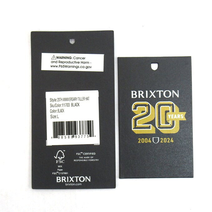 BRIXTON 20th Anniv Tiller Hat Black Size 7 1/2