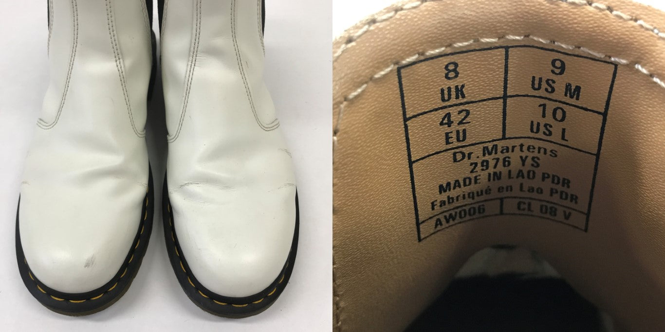 Dr.Martens 2976 White Chelsea Boots Size 27.0