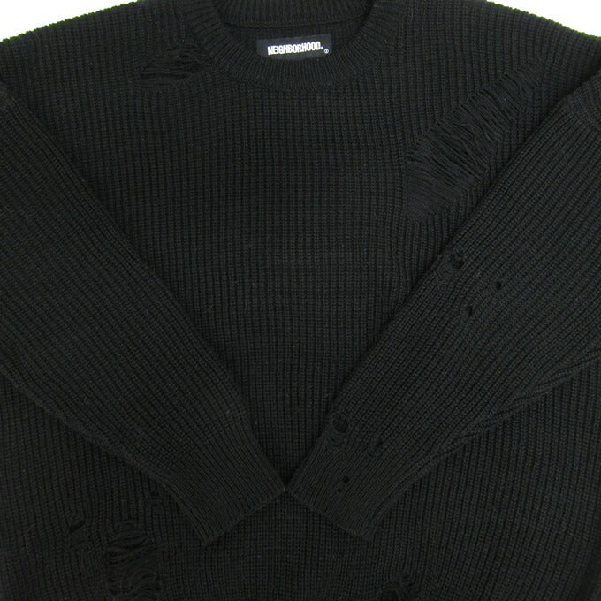 NEIGHBORHOOD SAVAGE Crew Knit Sweater Black Size S