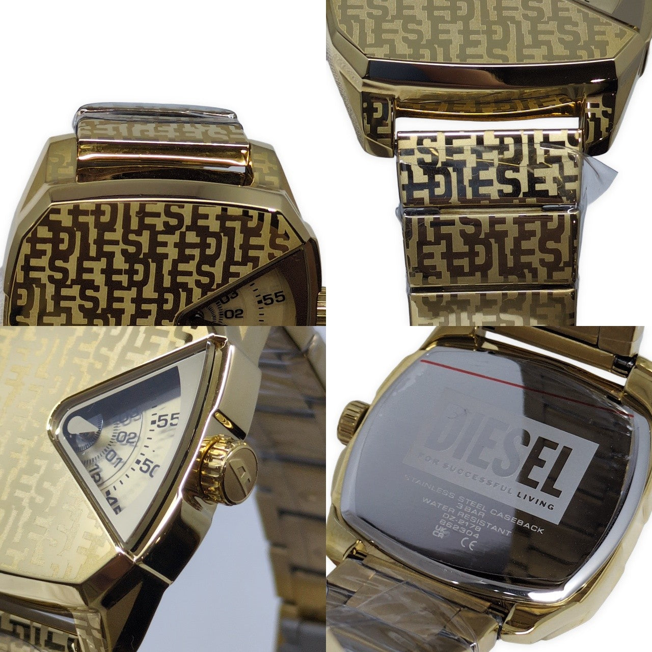 DIESEL D.V.A. DZ2178 Gold Square Steel Watch Size ONE SIZE