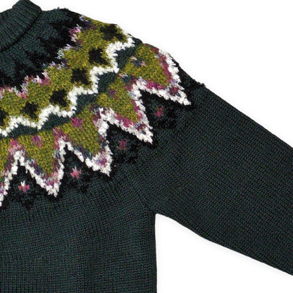 COOHEM 22AW Green Wool Mohair Nordic Sweater Size XL