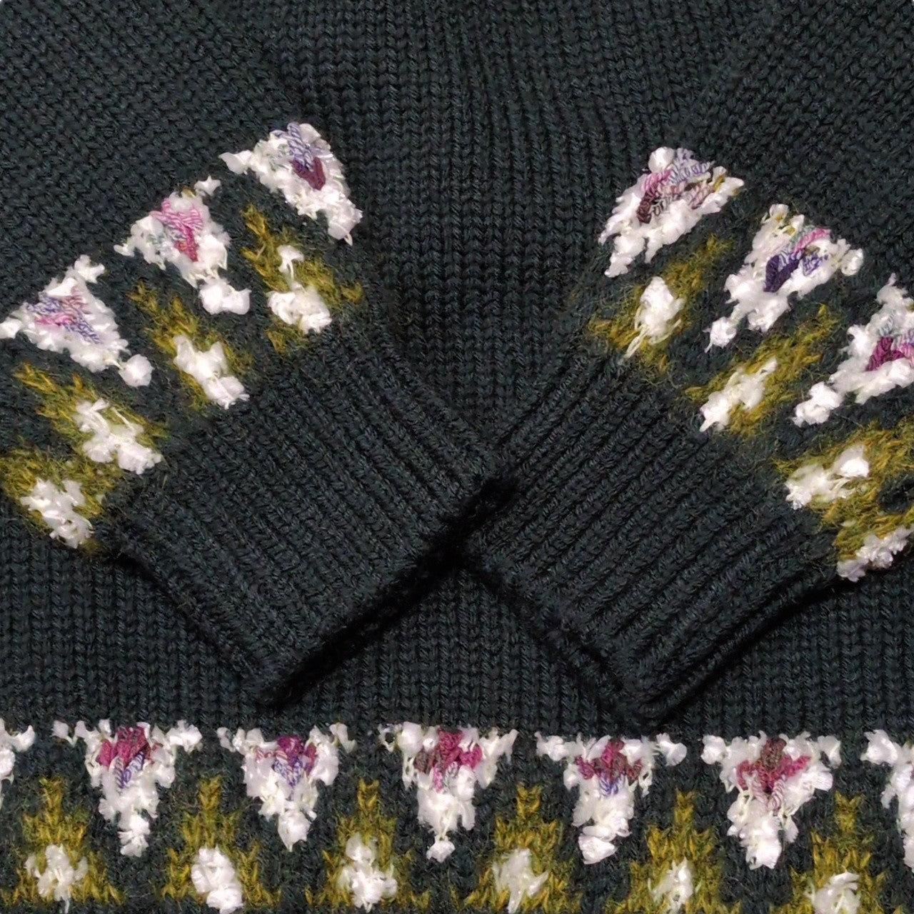 COOHEM 22AW Green Wool Mohair Nordic Sweater Size XL
