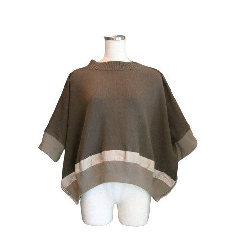 sacai 21SS Nylon Twill Mix Short Sleeve Sweater Green Size 2