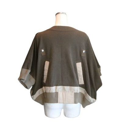 sacai 21SS Nylon Twill Mix Short Sleeve Sweater Green Size 2