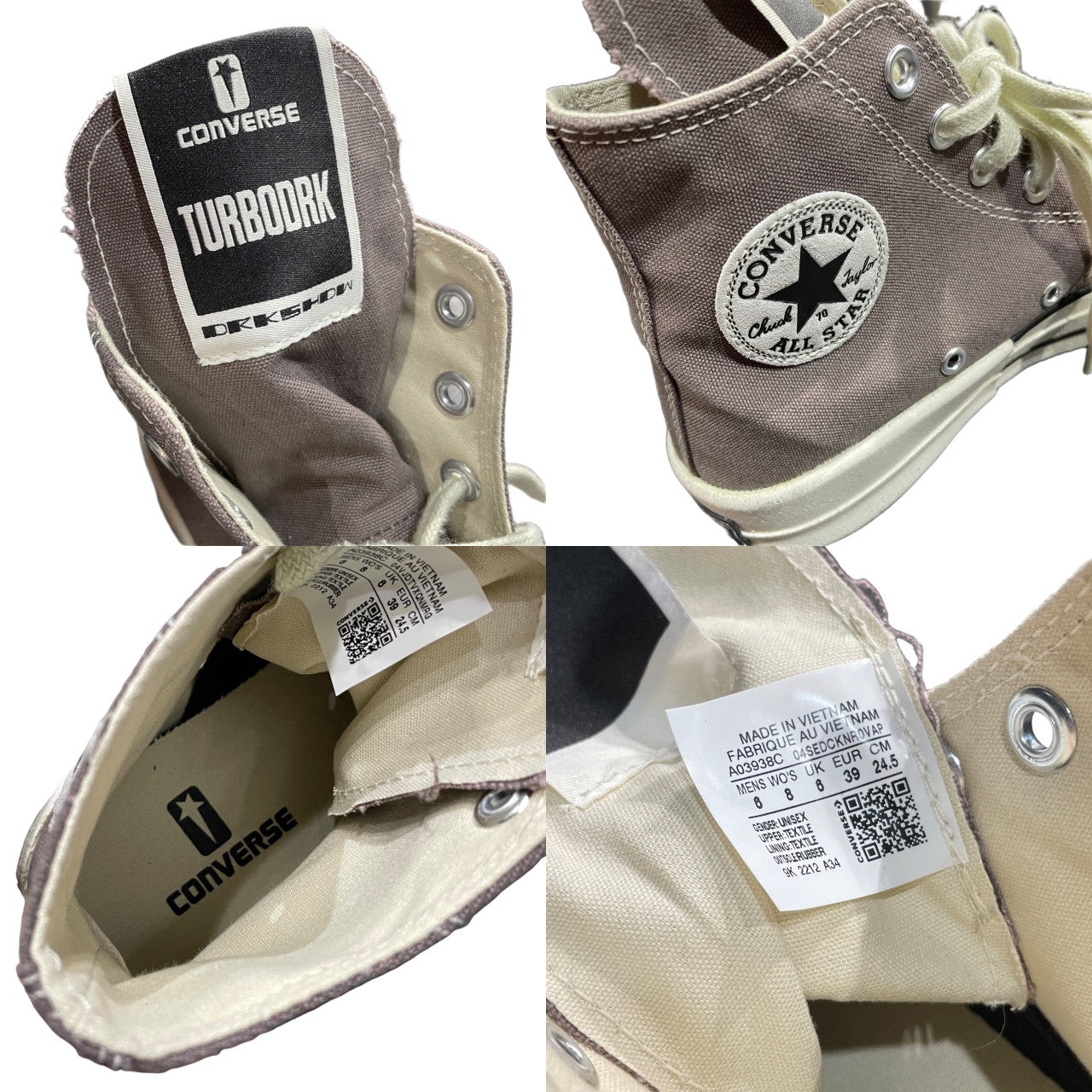 Rick Owens DRKSHDW x CONVERSE TURBODRK Sneakers Size 24.5