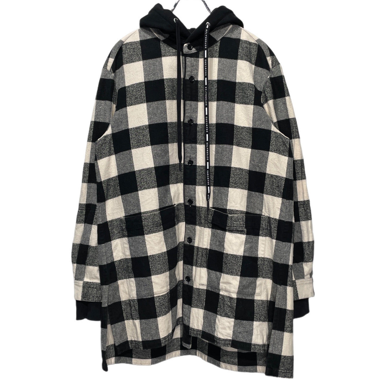 DEFORMATER N/07 Heavy Flannel Check Hoody Hoodie Size L