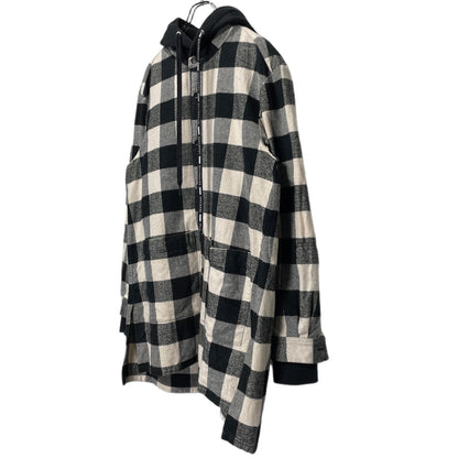 DEFORMATER N/07 Heavy Flannel Check Hoody Hoodie Size L