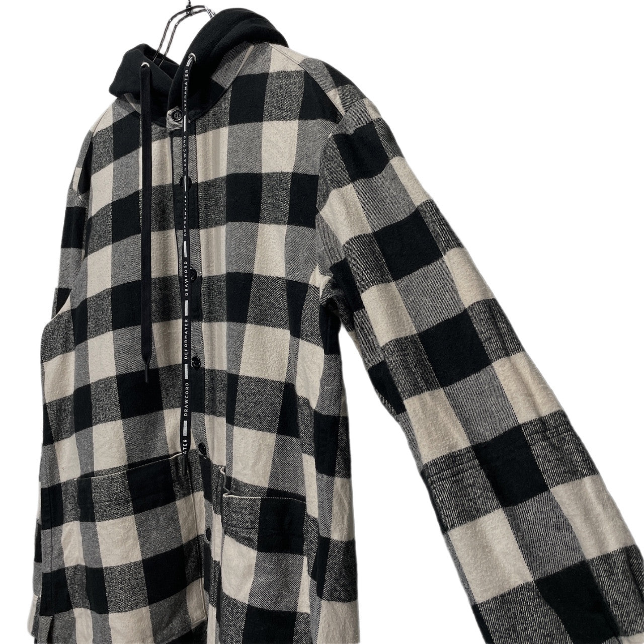 DEFORMATER N/07 Heavy Flannel Check Hoody Hoodie Size L