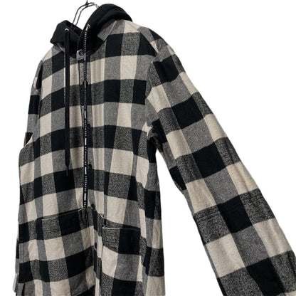 DEFORMATER N/07 Heavy Flannel Check Hoody Hoodie Size L