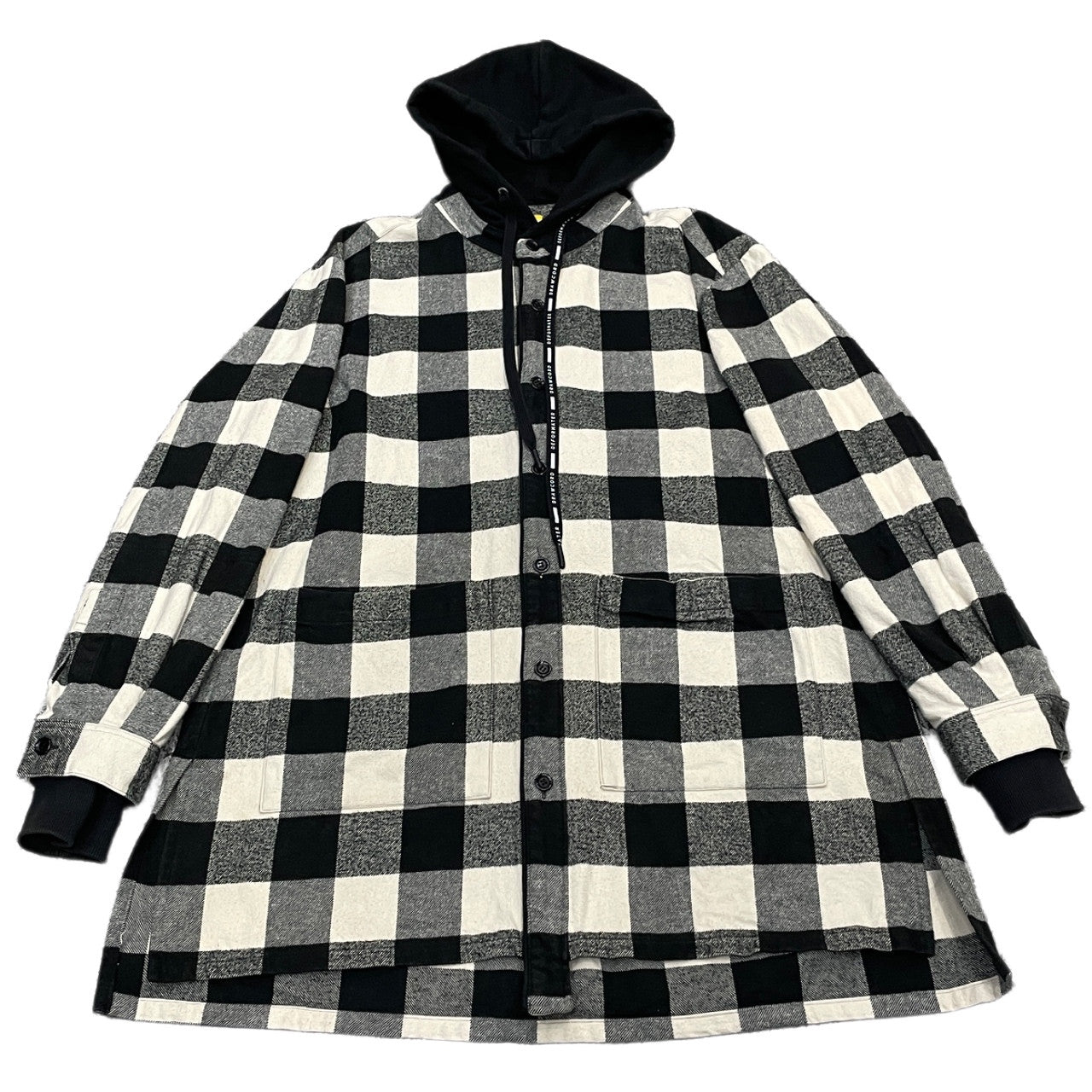 DEFORMATER N/07 Heavy Flannel Check Hoody Hoodie Size L