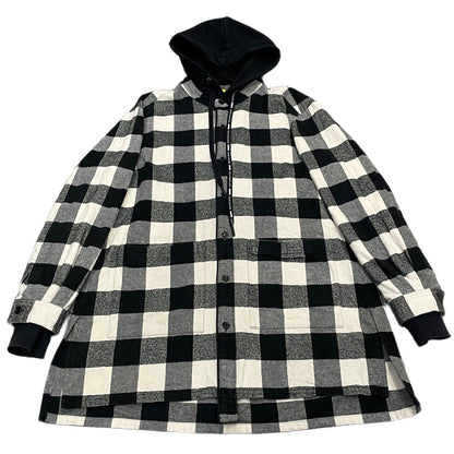 DEFORMATER N/07 Heavy Flannel Check Hoody Hoodie Size L
