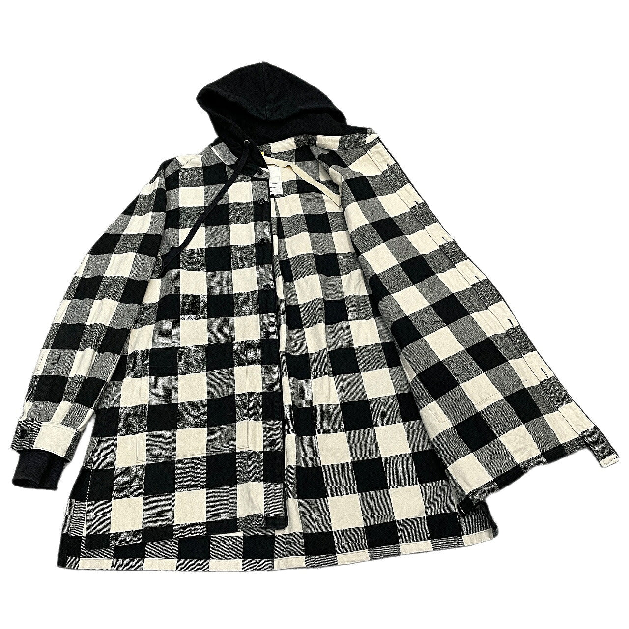 DEFORMATER N/07 Heavy Flannel Check Hoody Hoodie Size L