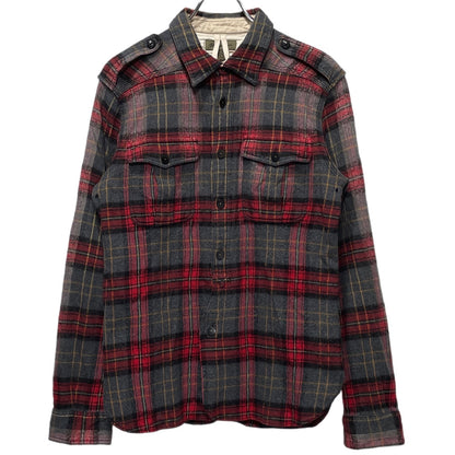 Nigel Cabourn Red Cotton Wool Flannel Check Shirt Size 48