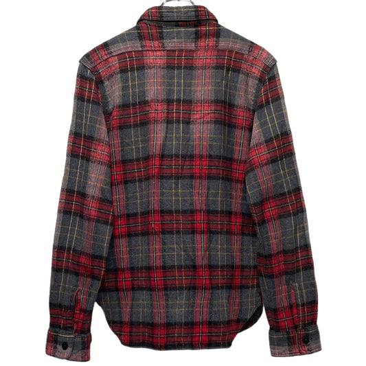 Nigel Cabourn Red Cotton Wool Flannel Check Shirt Size 48