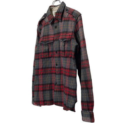 Nigel Cabourn Red Cotton Wool Flannel Check Shirt Size 48