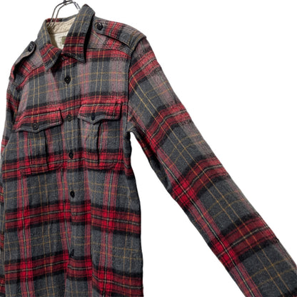 Nigel Cabourn Red Cotton Wool Flannel Check Shirt Size 48