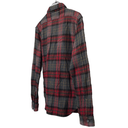 Nigel Cabourn Red Cotton Wool Flannel Check Shirt Size 48