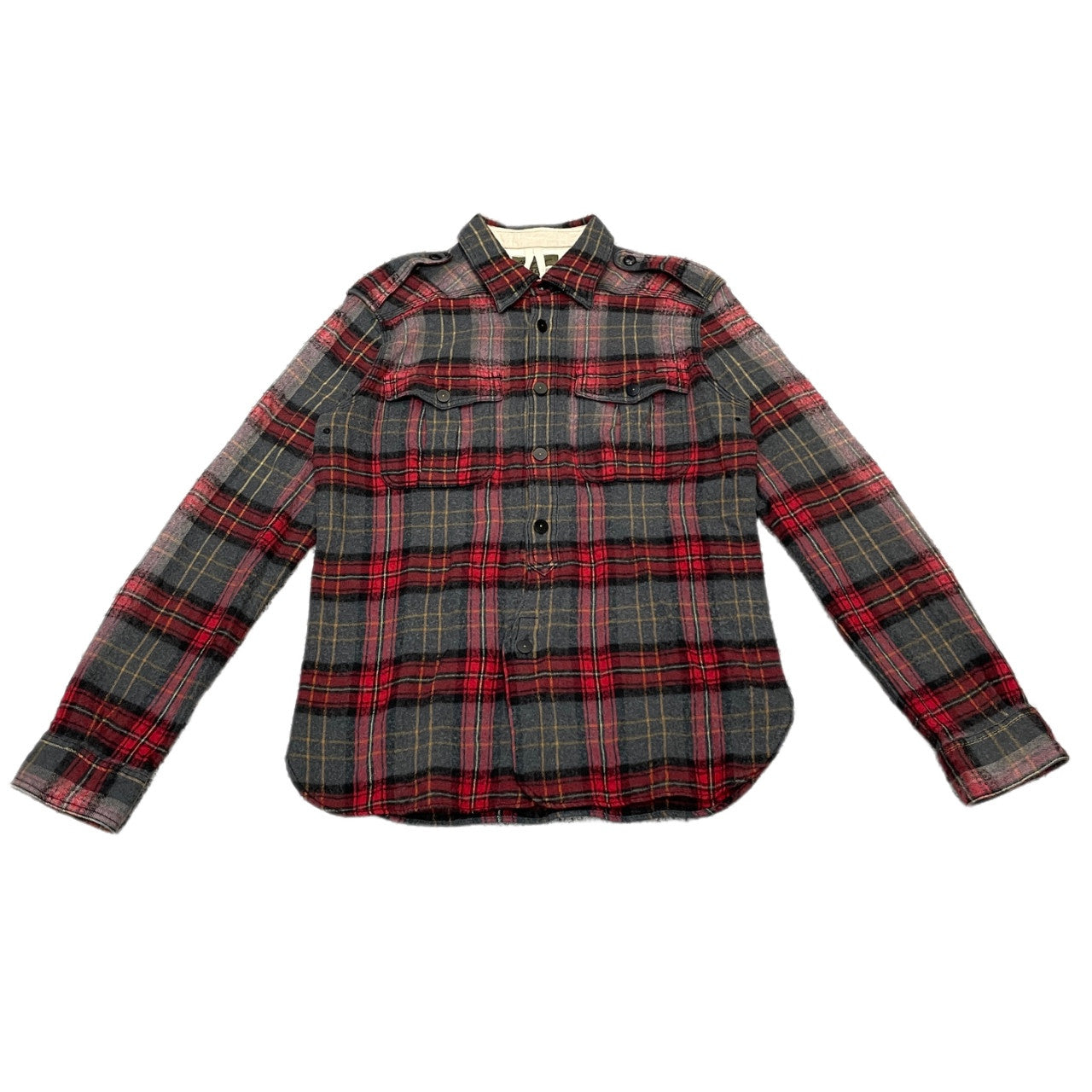 Nigel Cabourn Red Cotton Wool Flannel Check Shirt Size 48