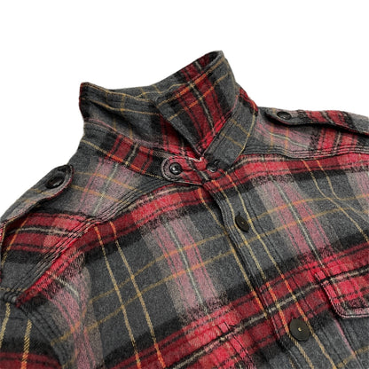 Nigel Cabourn Red Cotton Wool Flannel Check Shirt Size 48