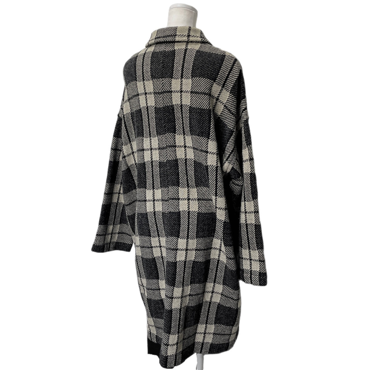 tricot COMME des GARCONS 80s Wool Check Long Coat Gray